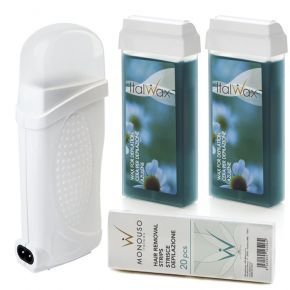 Depilacja zestaw 2x wosk ItalWax AZULEN podgrzewacz paski