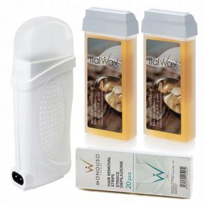 Depilacja zestaw 2x wosk ItalWax NATURAL podgrzewacz paski