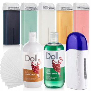 Xanitalia Doll Zestaw do depilacji ciała - podgrzewacz + 5x wosk w rolce 100ml (do wyboru) + preparaty + paski