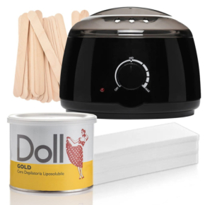 Xanitalia Doll Zestaw do depilacji ciała - podgrzewacz + wosk w puszce Gold 400ml + paski + szpatułki