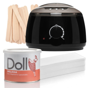 Xanitalia Doll Zestaw do depilacji ciała - podgrzewacz + wosk w puszce Melissa 400ml + paski + szpatułki