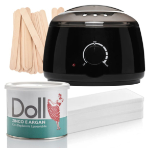 Xanitalia Doll Zestaw do depilacji ciała - podgrzewacz + wosk w puszce Zinco E Argan 400ml + paski + szpatułki