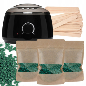 Xanitalia Doll Zestaw do depilacji bezpaskowej - podgrzewacz + 3x wosk twardy Green Chlorofile 100g + szpatułki