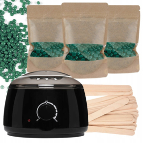 Xanitalia Doll Zestaw do depilacji bezpaskowej - podgrzewacz + 3x wosk twardy Green Chlorofile 100g + szpatułki