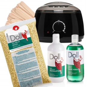 Xanitalia Doll Zestaw do depilacji bezpaskowej - podgrzewacz + wosk twardy Argan 1 kg + preparaty + szpatułki