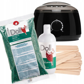 Xanitalia Doll Zestaw do depilacji bezpaskowej - podgrzewacz + wosk twardy Green Chlorofile 1 kg + preparat po depilacji + szpatułki