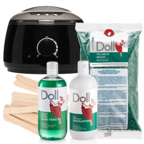 Xanitalia Doll Zestaw do depilacji bezpaskowej - podgrzewacz + wosk twardy Green Chlorofile 1 kg + preparaty + szpatułki