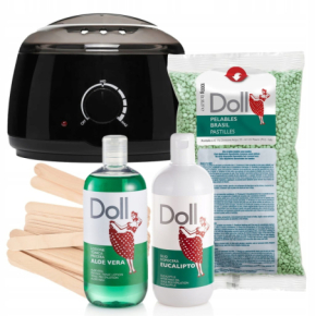 Xanitalia Doll Zestaw do depilacji bezpaskowej - podgrzewacz + wosk twardy Green Tea 1 kg + preparaty + szpatułki