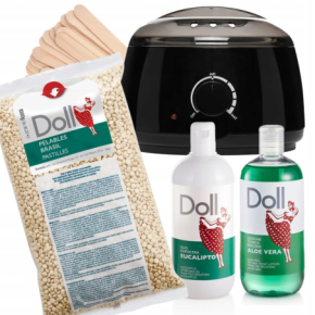 Xanitalia Doll Zestaw do depilacji bezpaskowej - podgrzewacz + wosk twardy Vanilla White 1 kg + preparaty + szpatułki