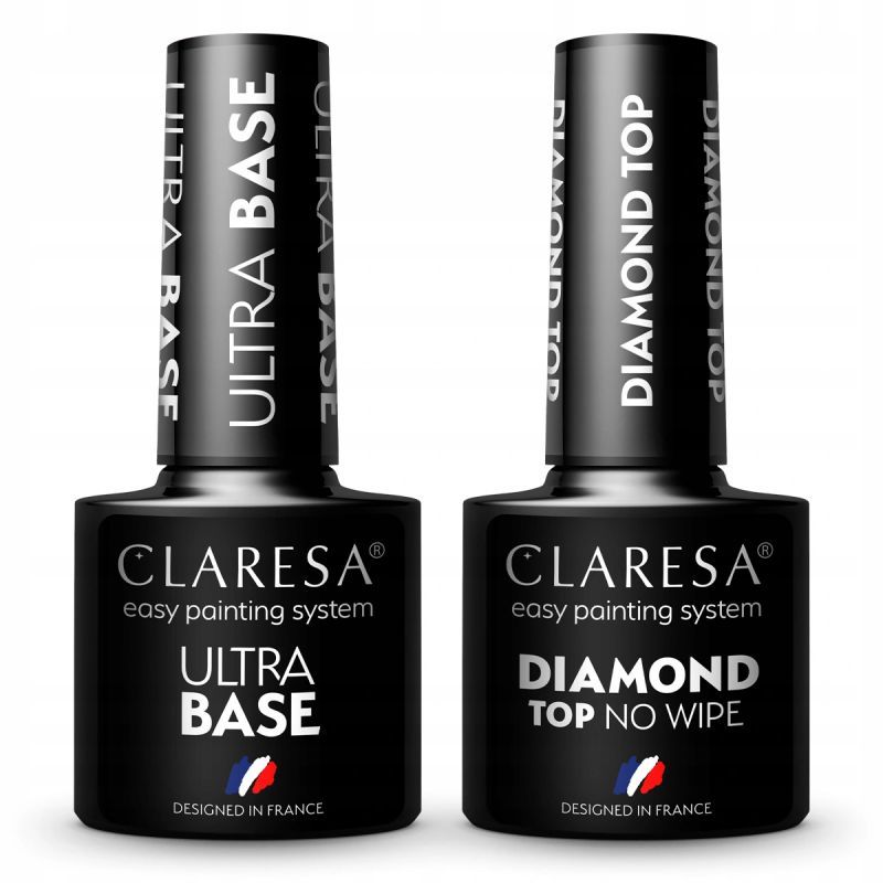 2x Claresa lakier hybrydowy TOP DIAMOND NO WIPE 5g + ULTRA BASE 5g