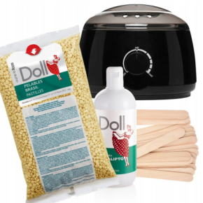 Xanitalia Doll Zestaw do depilacji ciała - podgrzewacz + wosk w dropsach 1kg Argan + preparat po depilacji + szpatułki