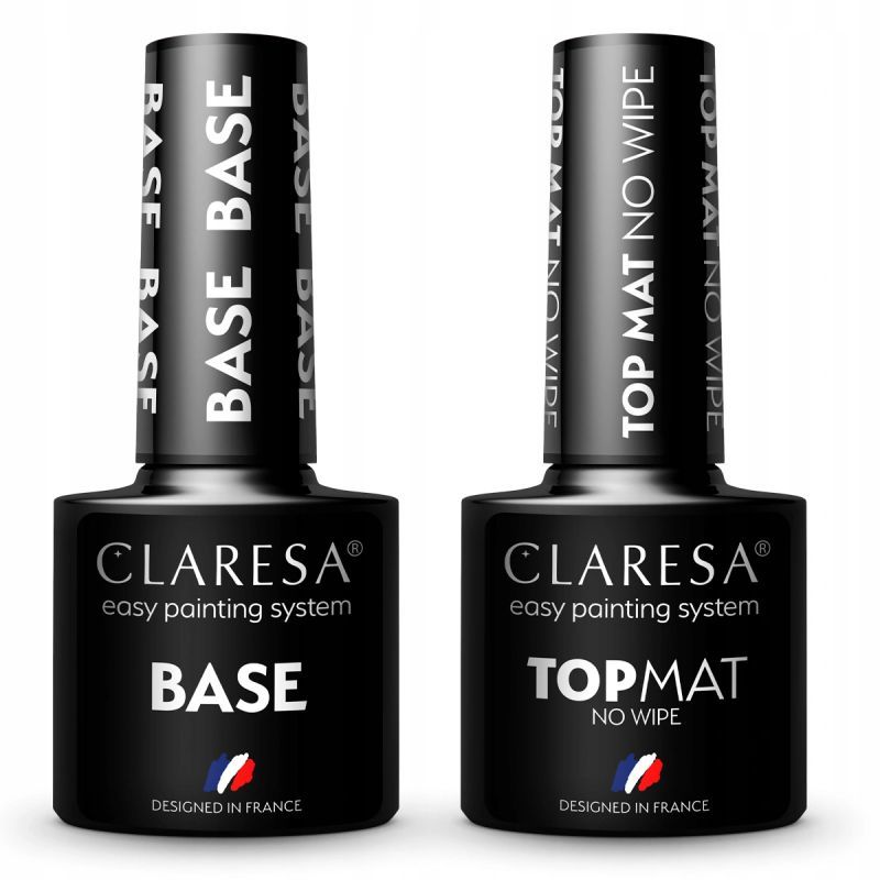 2x Claresa lakier hybrydowy TOP MAT NO WIPE 5g + BASE 5g