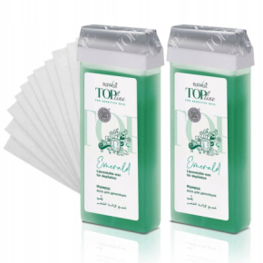 ItalWax Zestaw do depilacji paskowej - 2x wosk w rolce Top Line Emerald 100ml + paski 50 sztuk