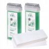 ItalWax Zestaw do depilacji paskowej - 2x wosk w rolce Top Line Emerald 100ml + paski 50 sztuk - 2