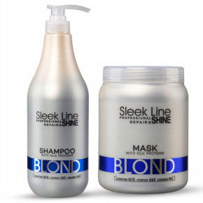 Stapiz Zestaw Sleek Line Blond z jedwabiem do włosów blond