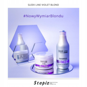 Stapiz Zestaw Sleek Line Blond z jedwabiem do włosów blond, siwych i rozjaśnianych - szampon 1000ml + maska 1000ml