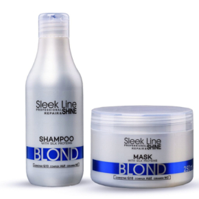 Stapiz Zestaw Sleek Line Blond z jedwabiem do włosów blond