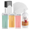 Xanitalia Doll Zestaw do depilacji ciała - podgrzewacz + 3x wosk w rolce 100ml (do wyboru) + preparat po depilacji + paski - 13