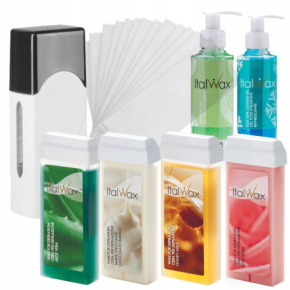 ItalWax Zestaw do depilacji - podgrzewacz + 4x wosk w rolce 100ml (do wyboru) + preparaty + paski