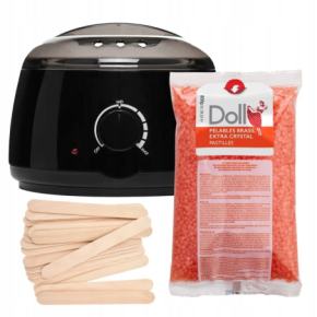 Xanitalia Doll Zestaw do depilacji ciała - podgrzewacz + wosk twardy Orange 800g + preparaty + szpatułki