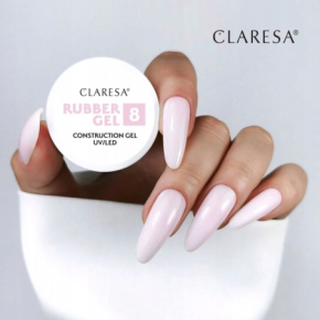 Claresa Rubber Gel 8 45g budujący żel do przedłużania paznokci bardzo jasny chłodny róż