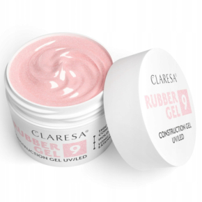 Claresa Rubber Gel 9 12g budujący żel do przedłużania paznokci nude’owy róż z drobinkami