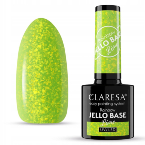 Claresa Rainbow Jello Base Lime 5g półtransparentna kolorowa baza hybrydowa 2w1 do paznokci z kawałeczkami folii