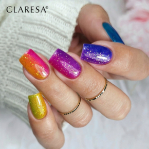 Claresa Rainbow Jello Base Lime 5g półtransparentna kolorowa baza hybrydowa 2w1 do paznokci z kawałeczkami folii