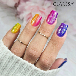 Claresa Rainbow Jello Base Violet 5g półtransparentna kolorowa baza hybrydowa 2w1 do paznokci z kawałeczkami folii