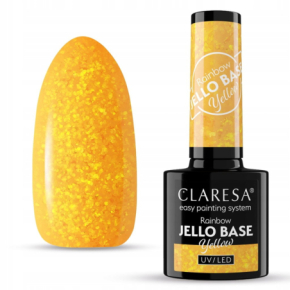 Claresa Rainbow Jello Base Yellow 5g półtransparentna kolorowa baza hybrydowa 2w1 do paznokci z kawałeczkami folii