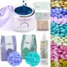 Duży zestaw do depilacji aromatycznej podgrzewacz 2x wosk 300g Nirwana ItalWax eco szpatułki emulsja - 1