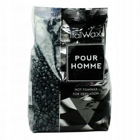 Zestaw do depilacji bezpaskowej wosk 1kg dropsy ItalWax Black Pour Homme Podgrzewacz Prowax talk szpatułki