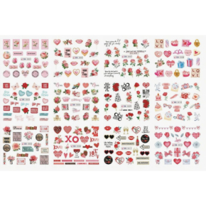 Naklejki wodne na paznokcie 12 sztuk nr BN3001-3012 love serca róże