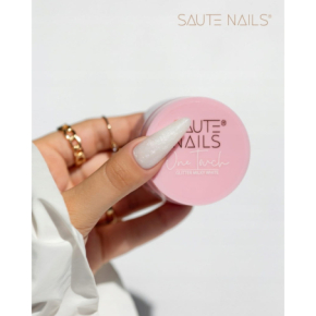 Saute Nails One Touch Glitter Milky White 30g brokatowy mleczny żel do przedłużania paznokci