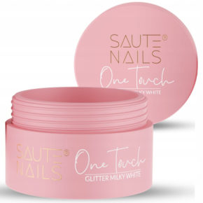 Saute Nails One Touch Glitter Milky White 50g brokatowy mleczny żel do przedłużania paznokci