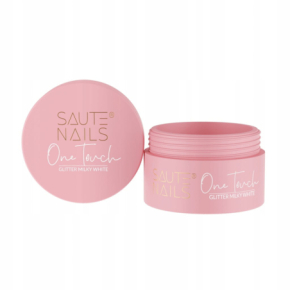 Saute Nails One Touch Glitter Milky White 50g brokatowy mleczny żel do przedłużania paznokci