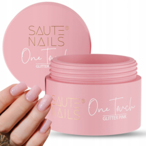 Saute Nails One Touch Builder Gel Glitter Pink 50g żel do przedłużania paznokci