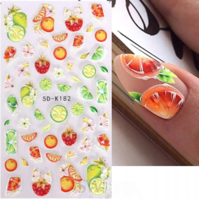 Naklejki na paznokcie samoprzylepne 5D nr 5D-K182 owoce limonki