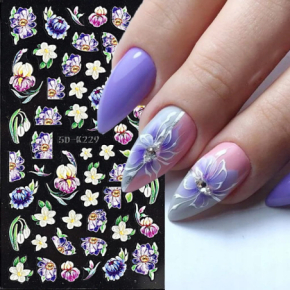 Naklejki na paznokcie samoprzylepne 5D nr 5D-K229 flower nails