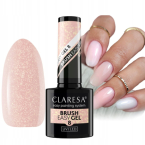 Claresa Brush Easy Gel 8 Żel do paznokci z pedzelkiem średni beż z drobinkami 5g