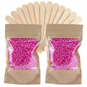 ItalWax Minizestaw do depilacji 2x wosk twardy w granulkach Glovax Cherry Pink + szpatułki