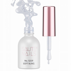 Saute Nails S219 Soft Bling 8ml biały z niebieską drobinką kolorowy lakier hybrydowy do paznokci