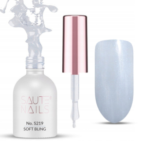 Saute Nails S219 Soft Bling 8ml biały z niebieską drobinką kolorowy lakier hybrydowy do paznokci