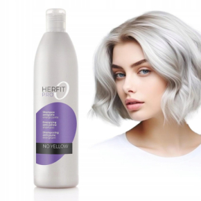 Herfit Pro Szampon do włosów blond, siwych i farbowanych No Yellow z jedwabiem 500ml