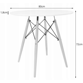 Zestaw stół okrągły TODI 80cm biały + 4 krzesła OSAKA czarne