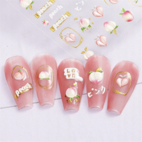 Naklejki na paznokcie samoprzylepne 5D nr 5D-K164 peach love owoce