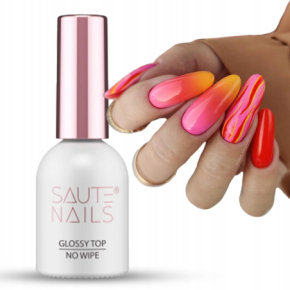 Saute Nails Glossy Top No Wipe 8ml Top nawierzchniowy do lakierów hybrydowych