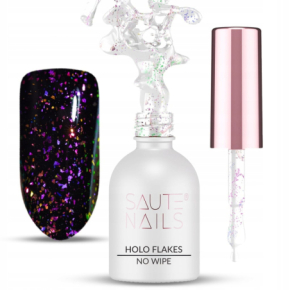 Saute Nails Holo Flakes Top No Wipe 8ml Top nawierzchniowy do lakierów hybrydowych z gwiezdnym efektem