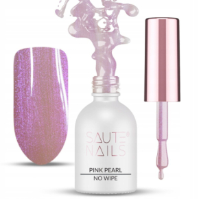 Saute Nails Pink Pearl Top No Wipe 8ml perłowy Top nawierzchniowy do lakierów hybrydowych