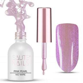 Saute Nails Pink Pearl Top No Wipe 8ml perłowy Top nawierzchniowy do lakierów hybrydowych